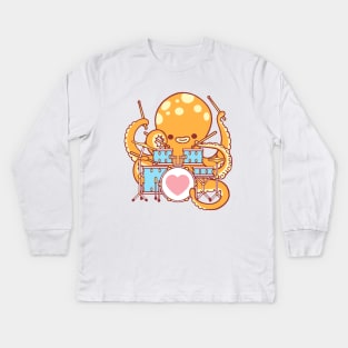 Octopus Drummer Kids Long Sleeve T-Shirt